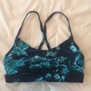 blue floral sports bra